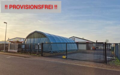 Eingezäunte Gewerbefläche mit einer Halle und einem Zelt in 1A Lage – Heinsberg